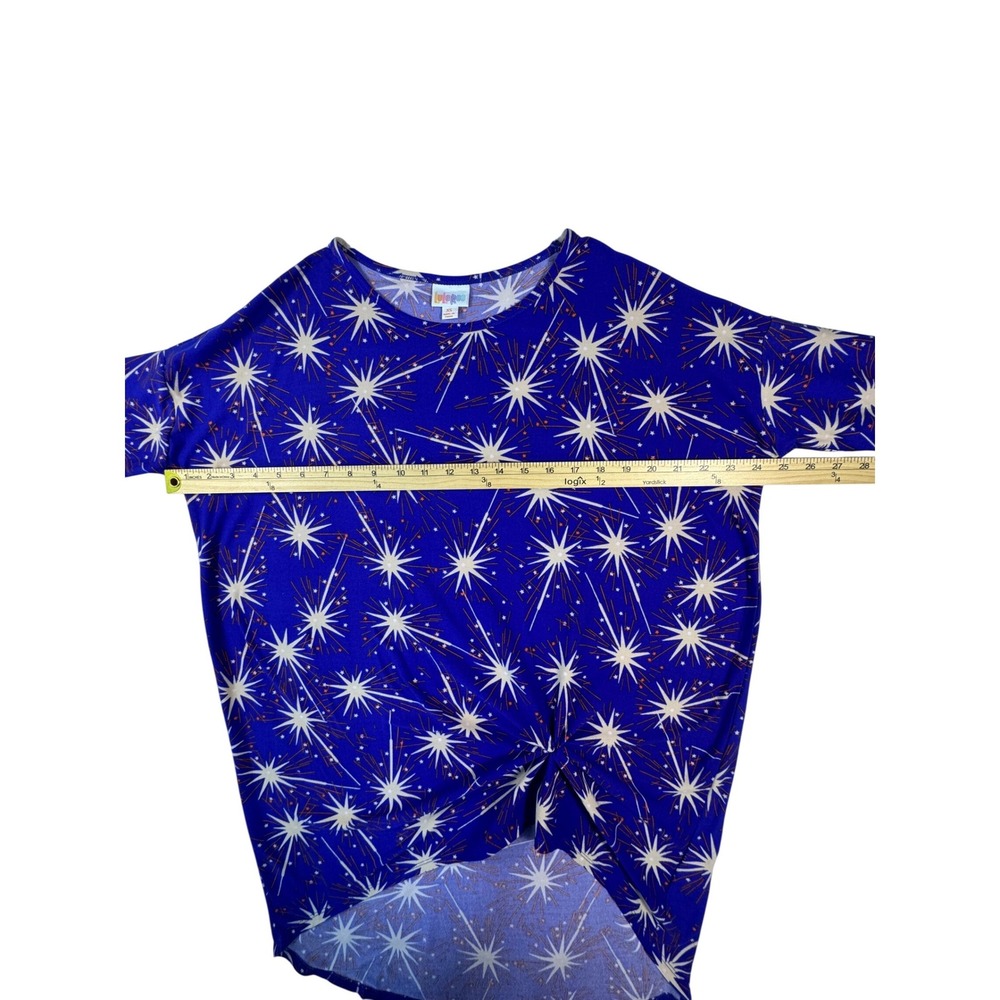 LuLaRoe Tunic Top Womens XS Blue Firework Starburst Knot Front High Low - Picture 4 of 8